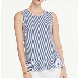 ANN TAYLOR  Striped Sleeveless Peplum Top
